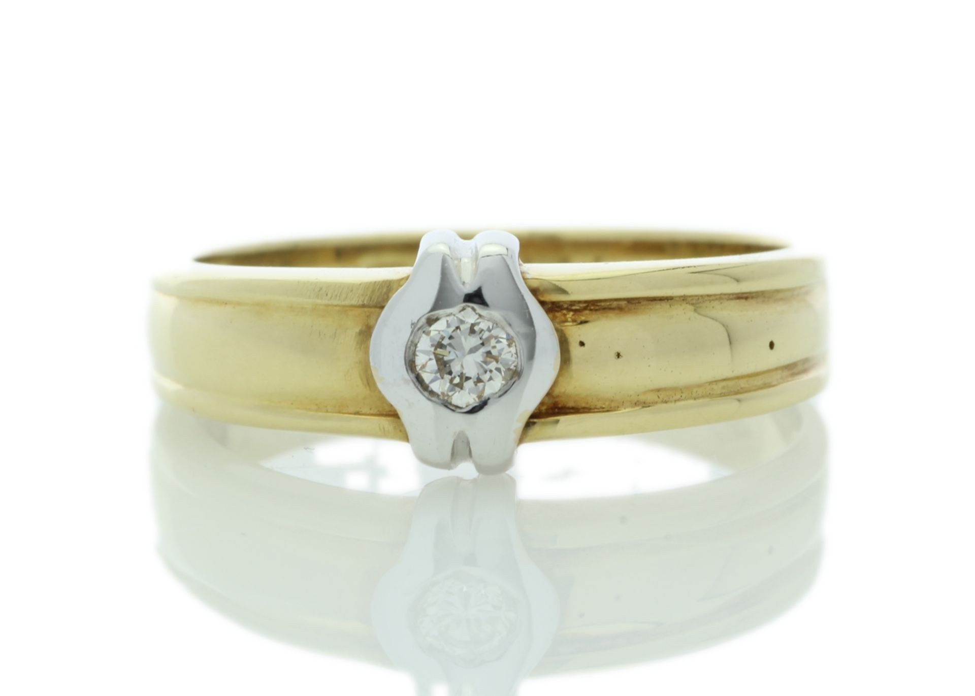 18ct Yellow Gold Single Stone Fancy Rub Over Set Diamond Ring 0.21 Carats - Valued by GIE £9,500.