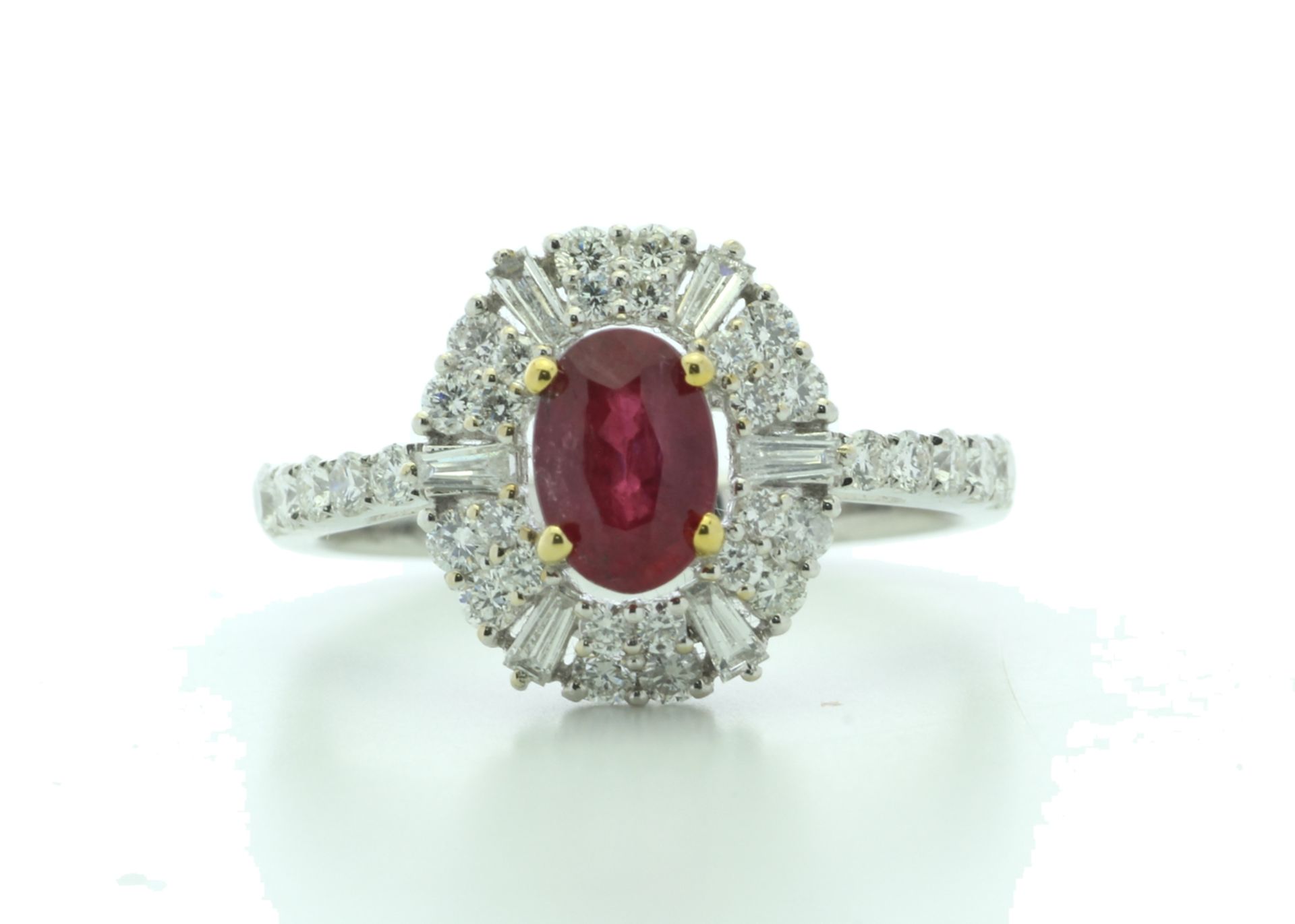 18ct White Gold Cluster Diamond And Ruby Ring (R0.86) 0.80 Carats - Valued by IDI £8,950.00 - 18ct