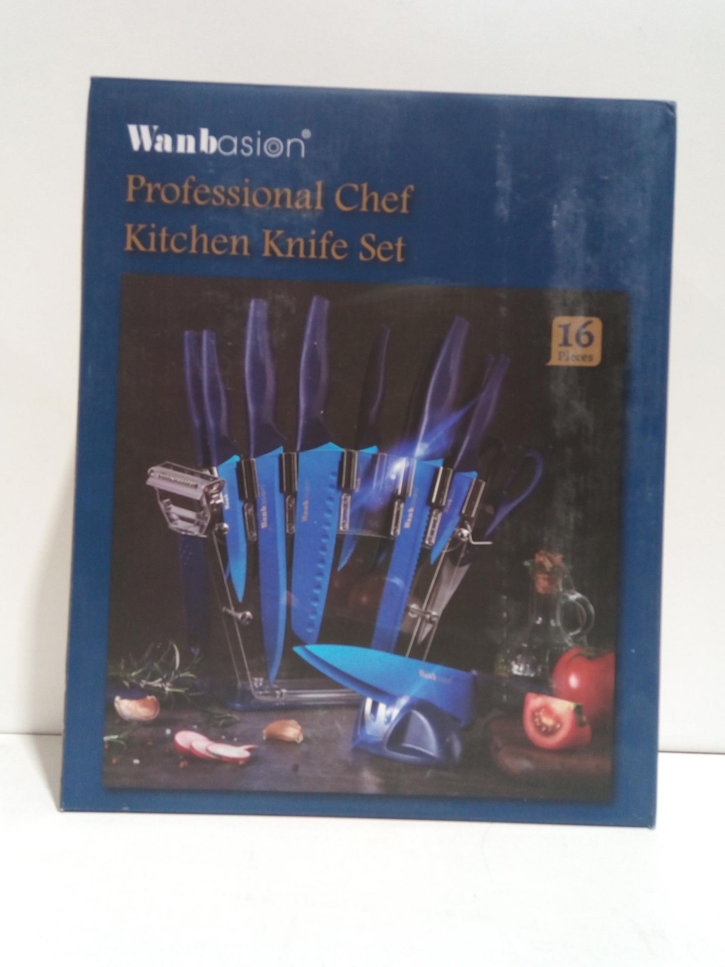 RRP £20.99 Wanbasion 16 Pieces Orange Kitchen Knife Set Dishwasher Safe - Image 2 of 2