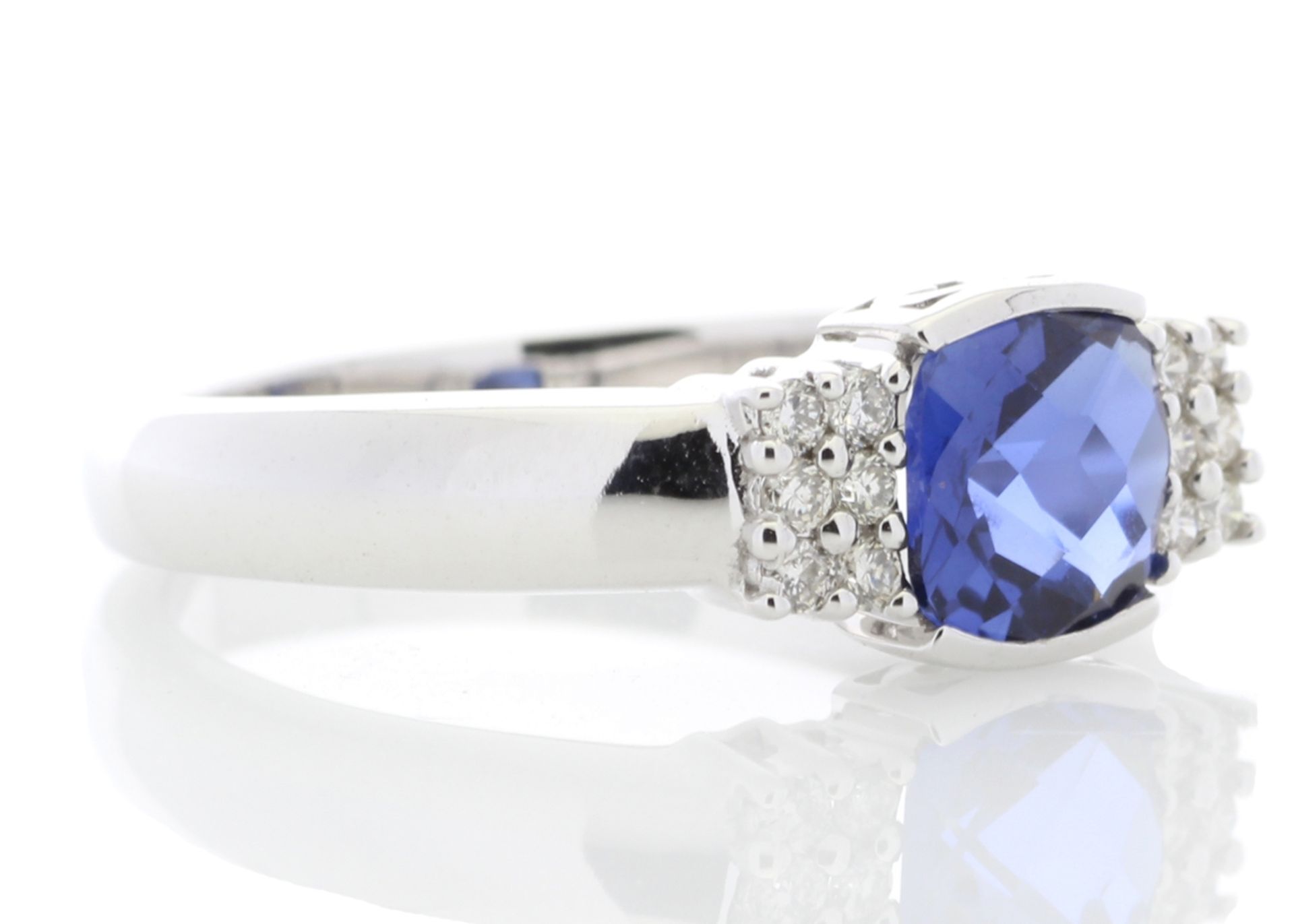 9ct White Gold Created Ceylon Sapphire Diamond Ring 0.08 Carats - Valued by GIE £1,710.00 - A square - Image 4 of 5