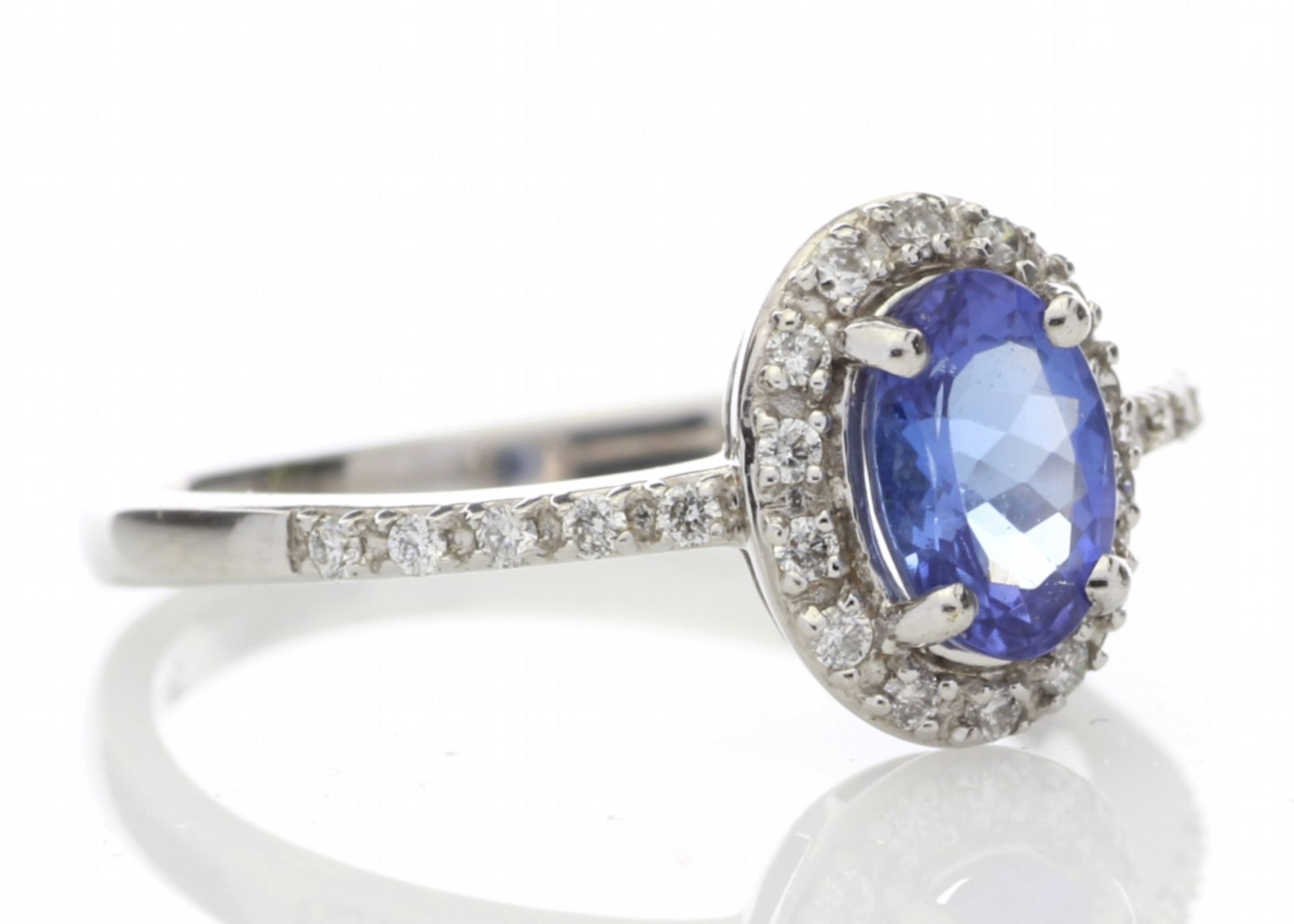 18ct White Gold Diamond And Tanzanite Halo Setting Ring 0.15 Carats - Valued by GIE £4,850.00 - A - Image 4 of 5