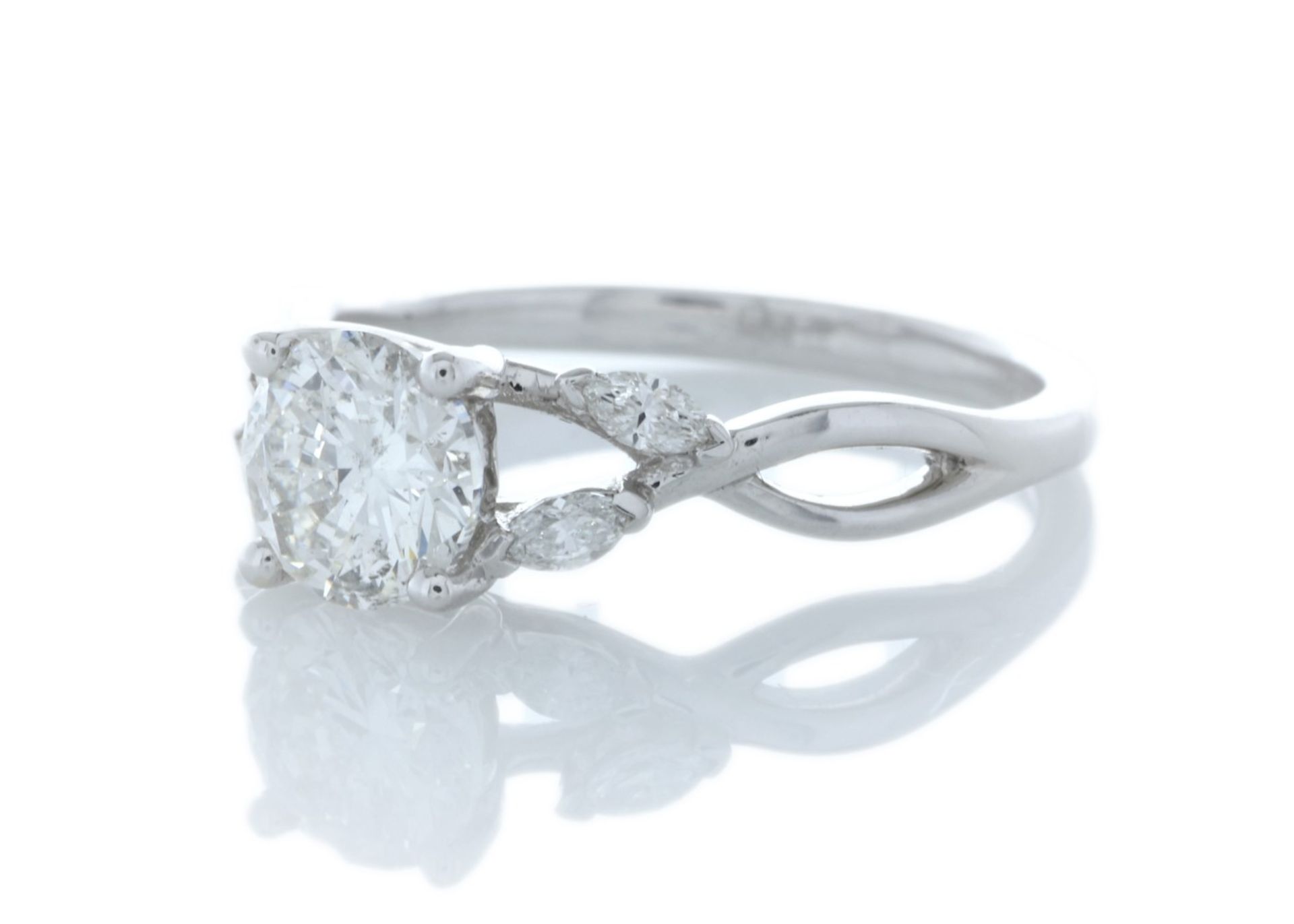 18ct White Gold Single Stone Diamond Ring With Marquise Set Shoulders (1.00) 1.16 Carats - Valued by - Image 2 of 5