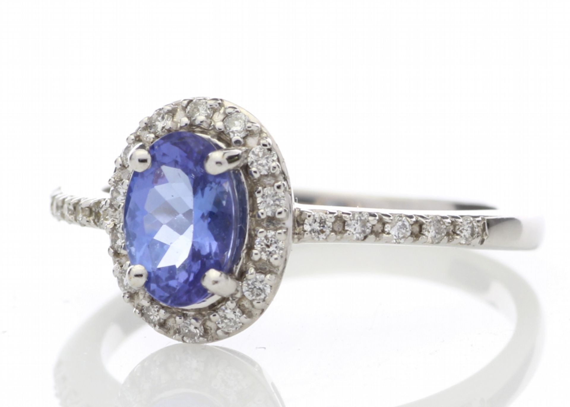 18ct White Gold Diamond And Tanzanite Halo Setting Ring 0.15 Carats - Valued by GIE £4,850.00 - A - Image 2 of 5