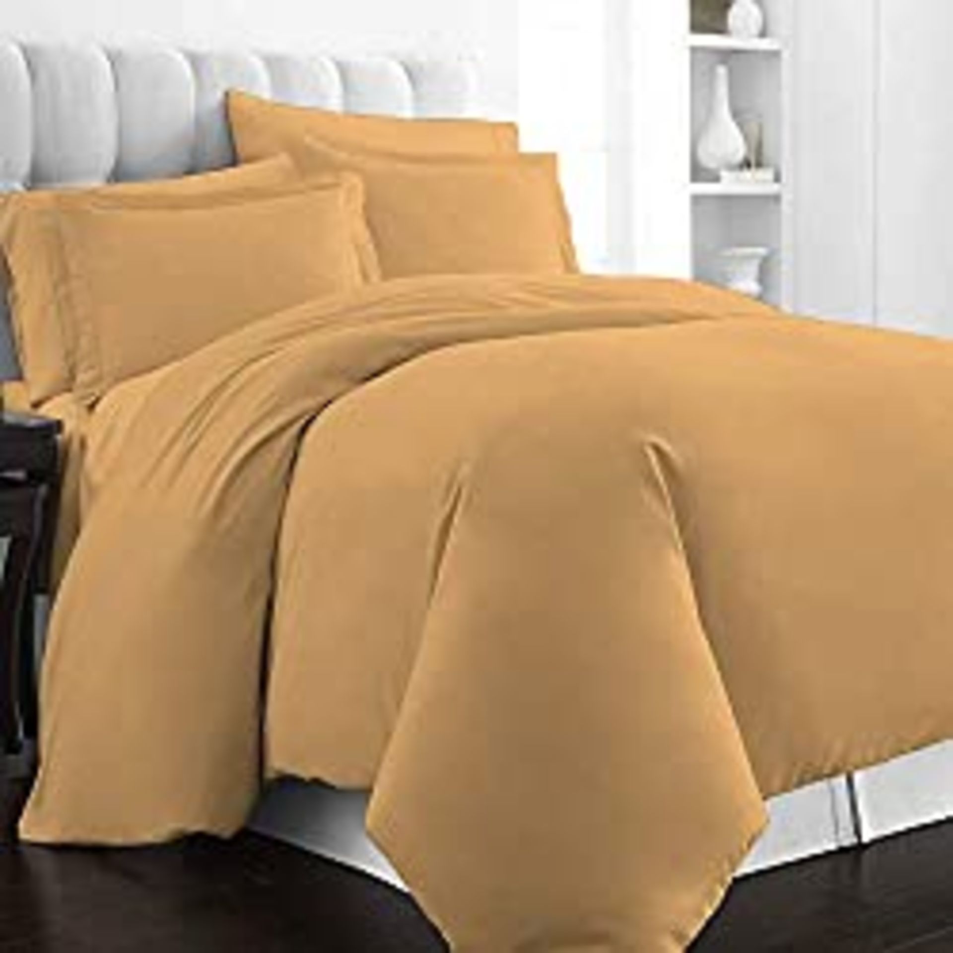RRP £42.98 Pizuna 400 Thread Count Cotton Cosy Duvet Cover Set King Mustard Yellow