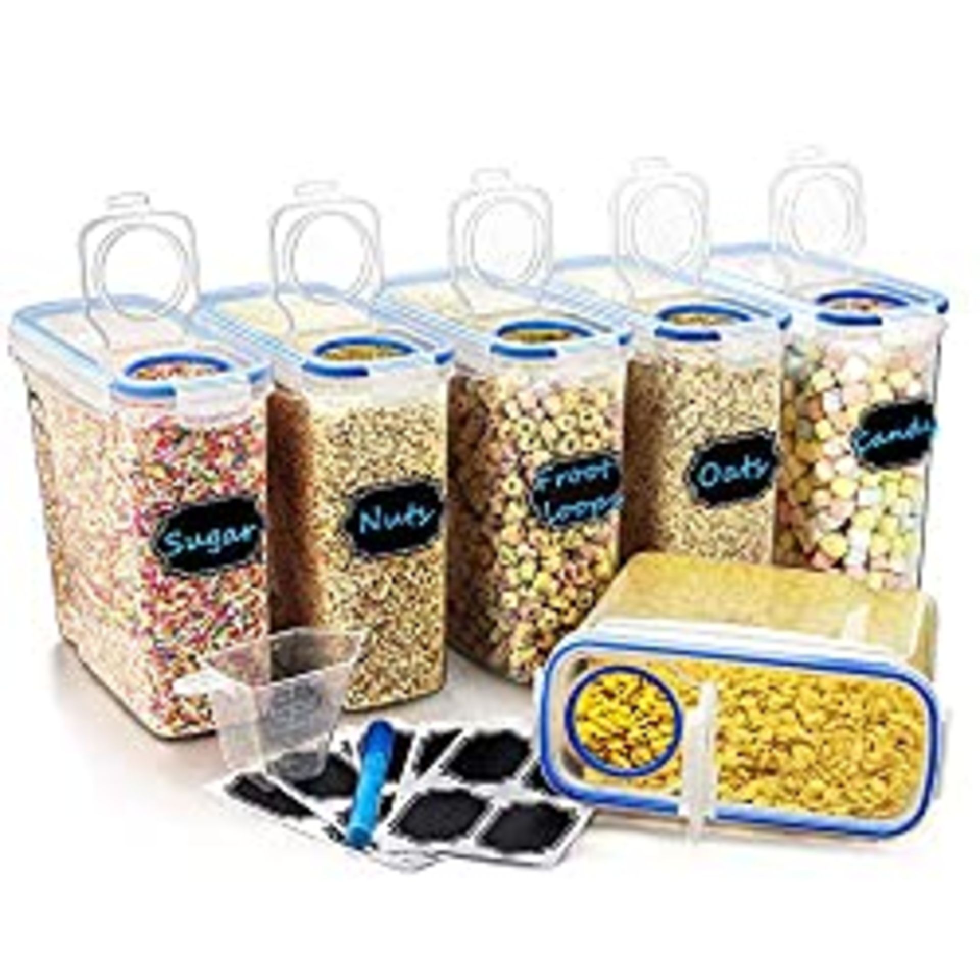 RRP £29.99 Wildone Plastic Cereal Containers Set | 6 Large (16.9 Cups