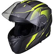 RRP £83.99 Black Optimus II Infinity Flip Front Solid Motorcycle Helmet L Matt Hi-Vis