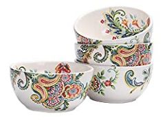RRP £28.99 Bico Protea Cynaroides 765ml Ceramic Cereal Bowls Set of 4