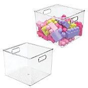 RRP £22.24 mDesign Set of 2 Square Toy Storage Box Deep Plastic