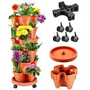 RRP £42.98 WADEO 6X Strawberry Plant Pots Three-dimensional Flower