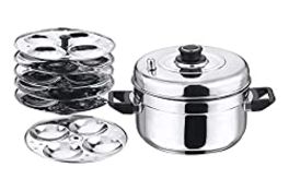RRP £31.26 Vinod Stainless Steel Idli Cooker with 6 Plates Stand 24 Idly