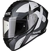 RRP £59.99 Shox Sniper Evo Sharpe Motorcycle Helmet M Grey