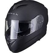 RRP £74.99 Black Optimus II Flip Front Solid Motorcycle Helmet L Matt Black