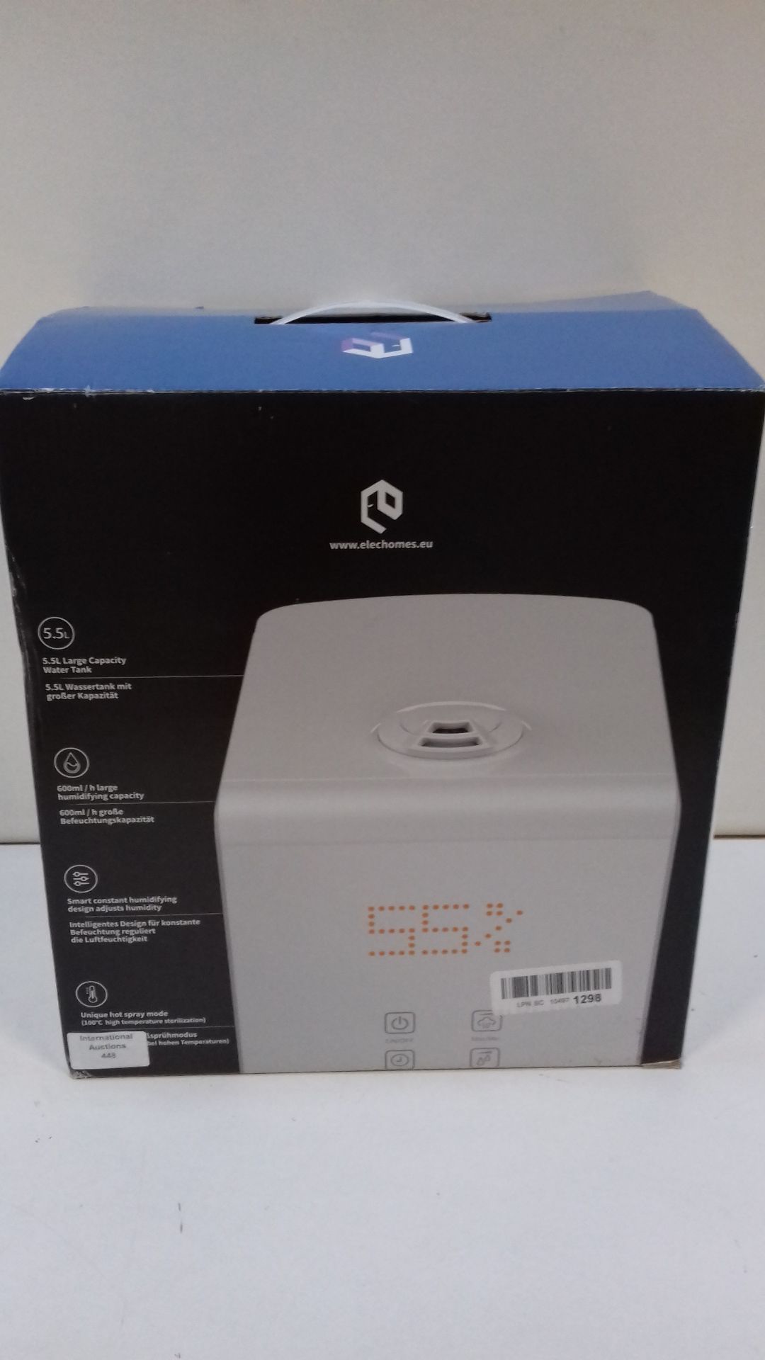 RRP £68.03 Elechomes Top-Fill Ultrasonic Humidifier 5.5L - Image 2 of 2