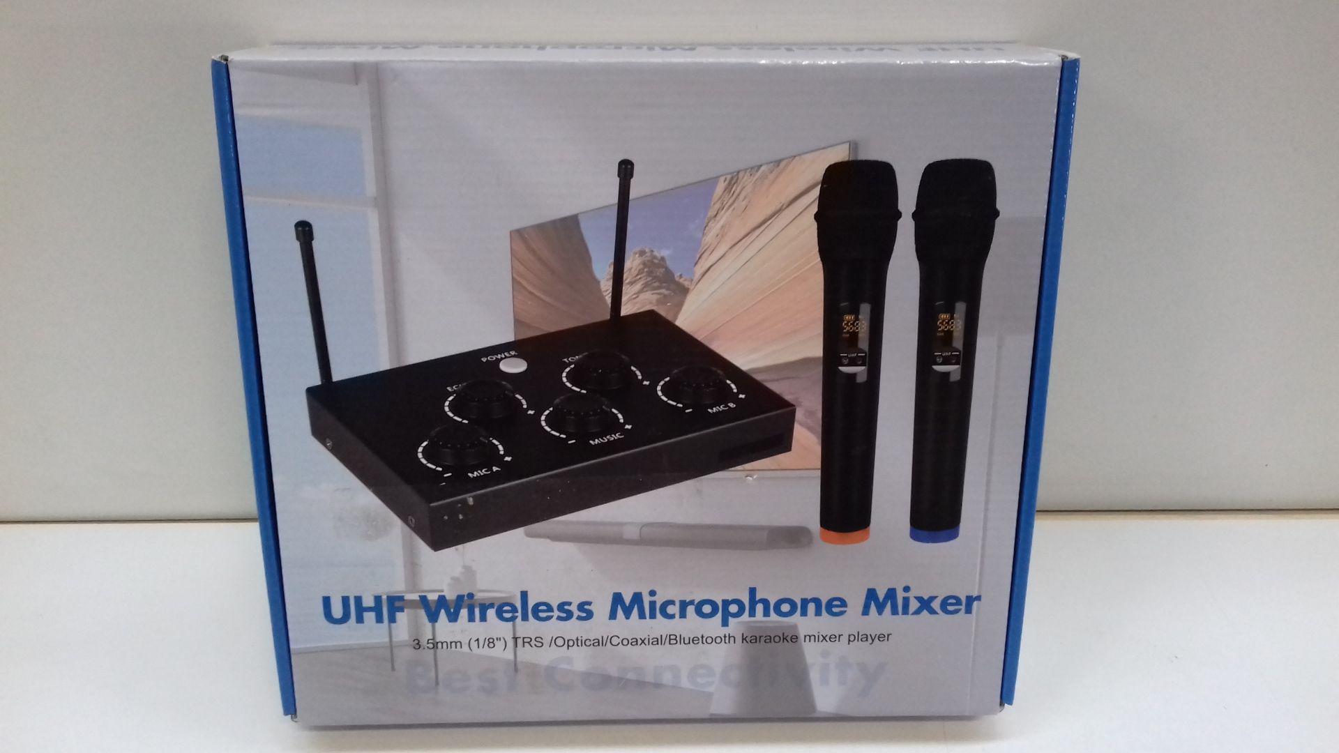 RRP £63.64 Portable Karaoke Microphone Mixer System Set with Dual UHF Wireless Mic - Image 2 of 2