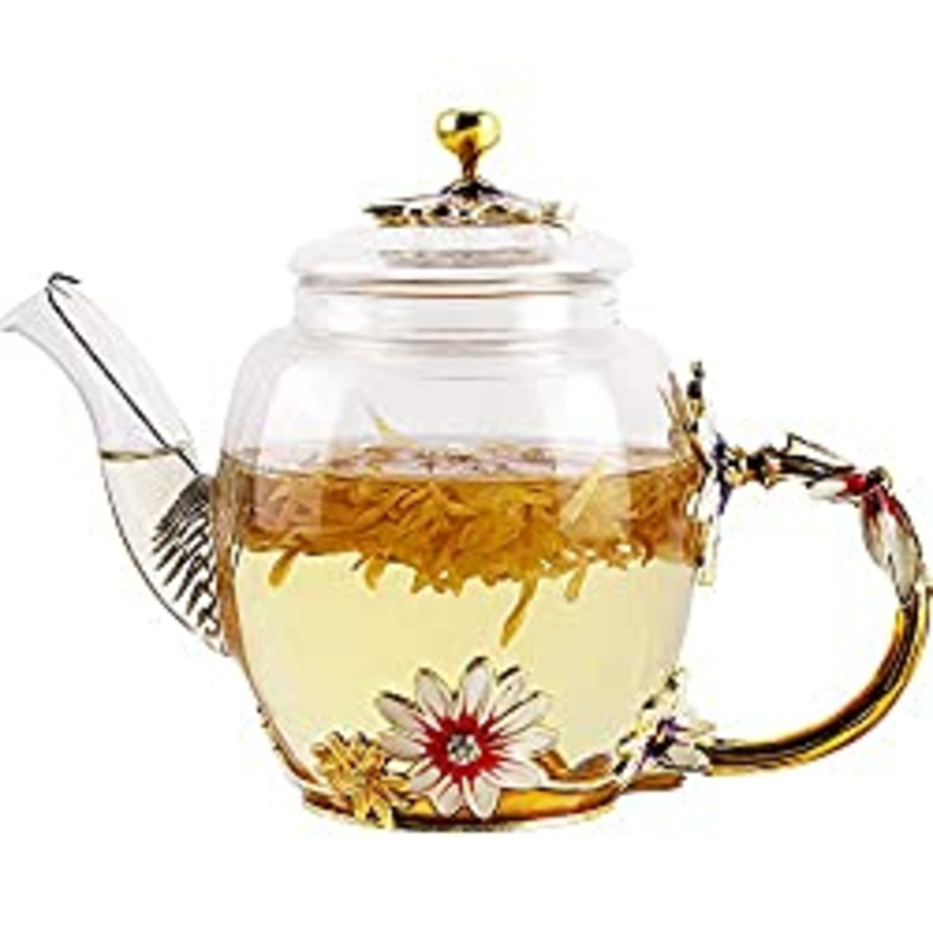 RRP £16.99 Wisolt Enamel Glass Teapot Blooming & Loose Leaf Kettle