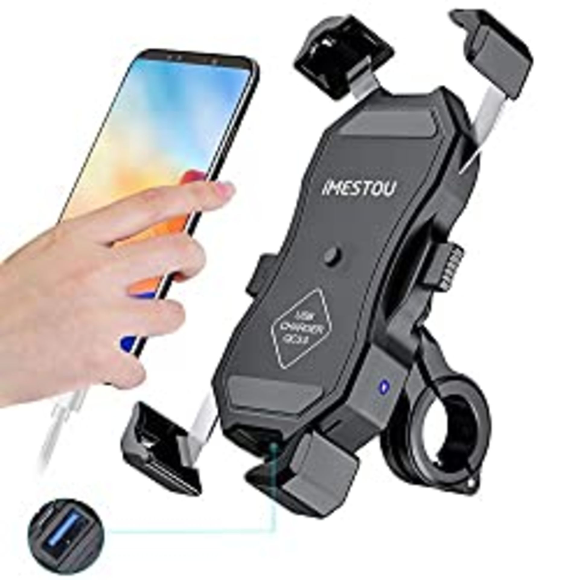 RRP £23.98 USB Charge Mount-iMESTOU Self Locking Motorcycle Phone