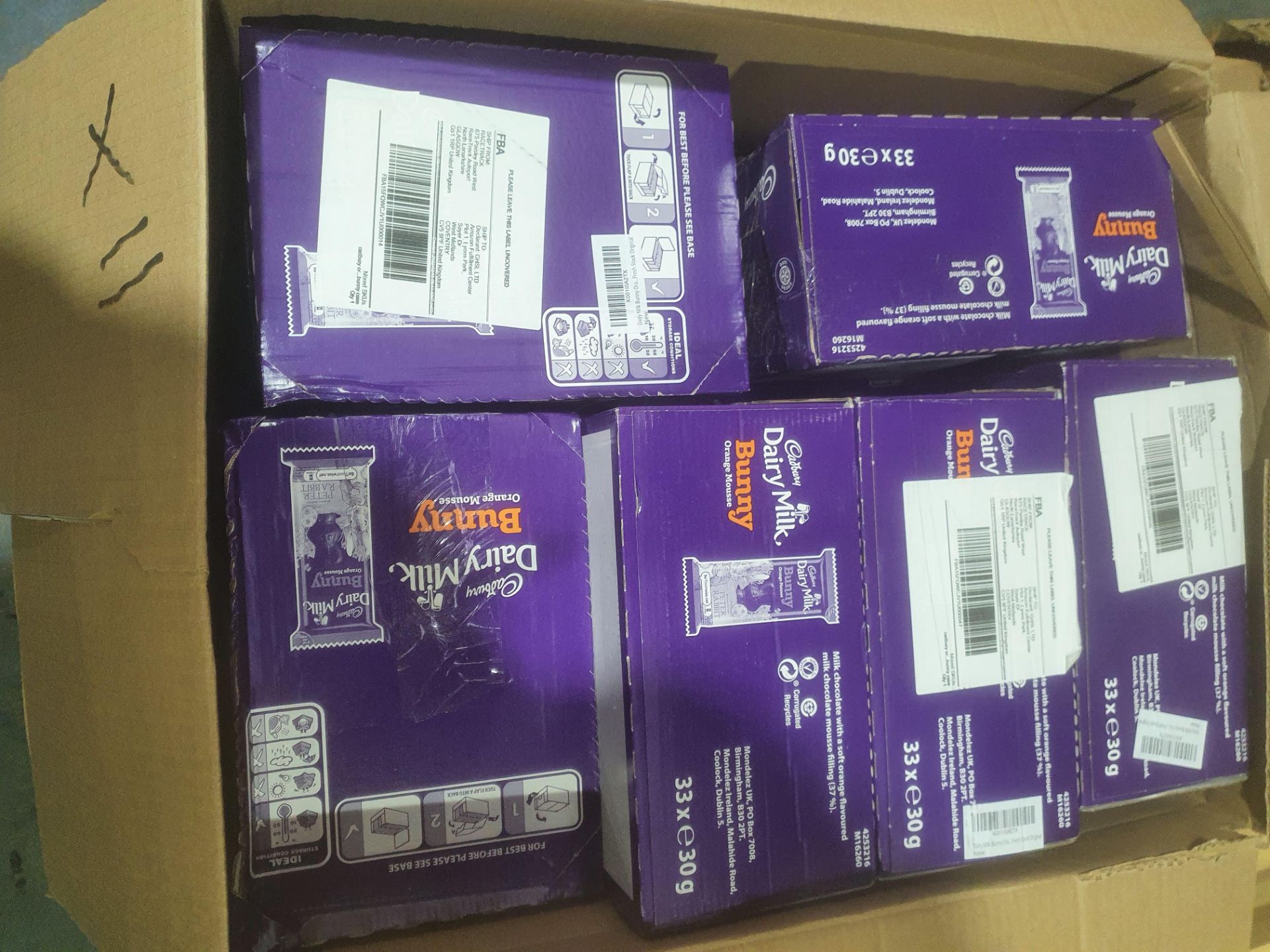 X 7 BOXES OF DAIRY MILK BUNNIES ORANGE MOUSSE 280 BARS IN TOTAL Condition ReportAppraisal