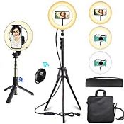 RRP £42.02 10'' Selfie Ring Light Set Dimmable Led Ring Light with Remote