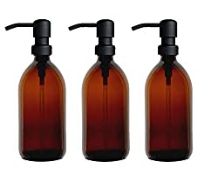 RRP £30.00 Amber Glass Bottles 500ml Soap Dispenser with Metal Pump