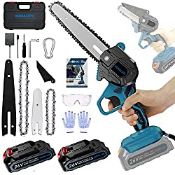 RRP £89.98 Mini Chainsaw Portable Cordless 6 inch & 4 inch 2-in-1