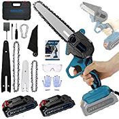 RRP £89.98 Mini Chainsaw Portable Cordless 6-inch & 4-inch 2-in-1