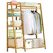 RRP £74.99 Hilier Modern Minimalist Wooden Clothes Rail Stand (Bamboo)