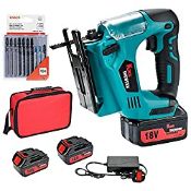 RRP £85.99 18V Cordless Jigsaw Tool with 2pcs 5Ah Batteries and Charger
