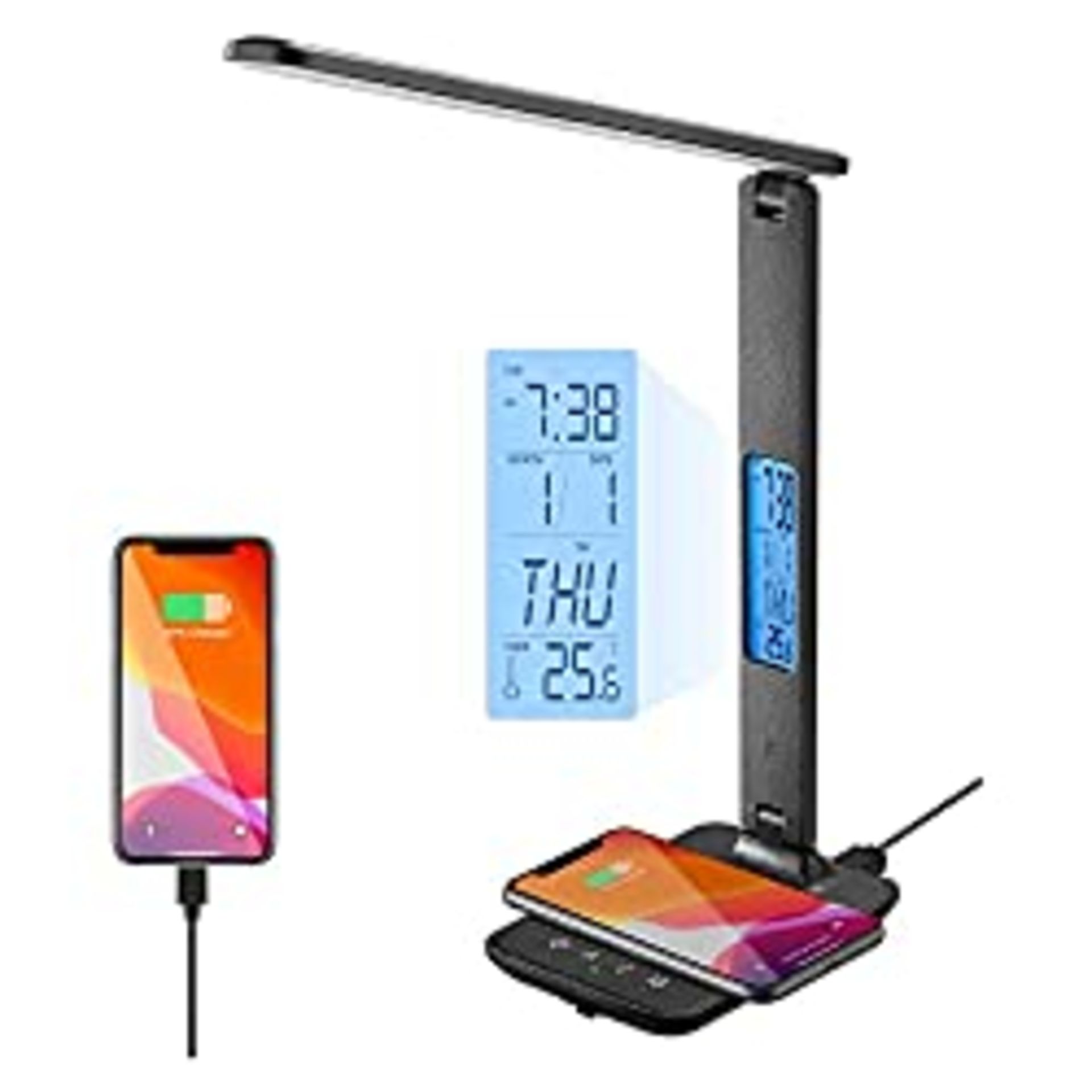 RRP £18.12 LAOPAO LED Desk Lamp with 10W Wireless Charging and USB Charging Port