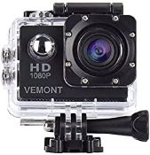 RRP £27.98 VEMONT Full HD 2.0 Inch Action Camera 1080P 12MP Sports