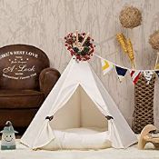 RRP £29.99 Pet Teepee Removable Washable Pure White Dog Bed Portable