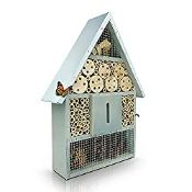 RRP £18.98 Bug Hotel Bug House Insect House in Grey with metal roof Large 40x28x8.5cm