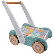 RRP £41.99 Wooden Baby Walker with Blocks