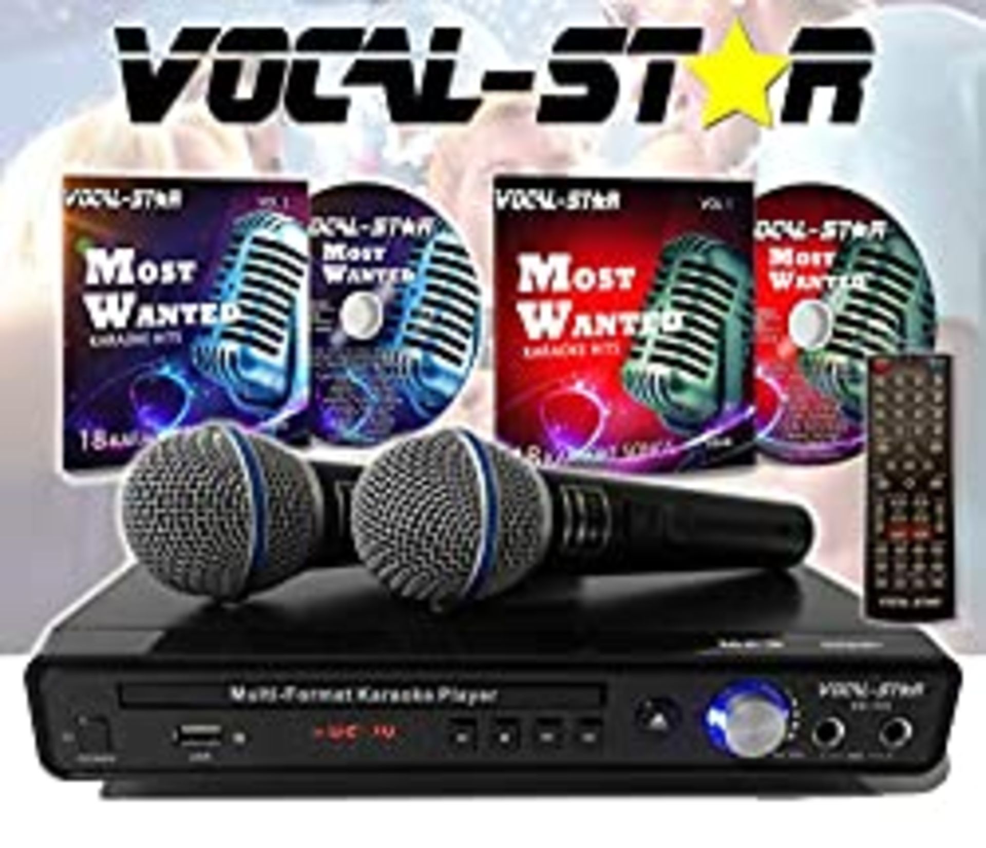 RRP £49.99 Vocal-Star VS-400 CDG DVD HDMI Karaoke Machine Including 2 Microphones & Songs