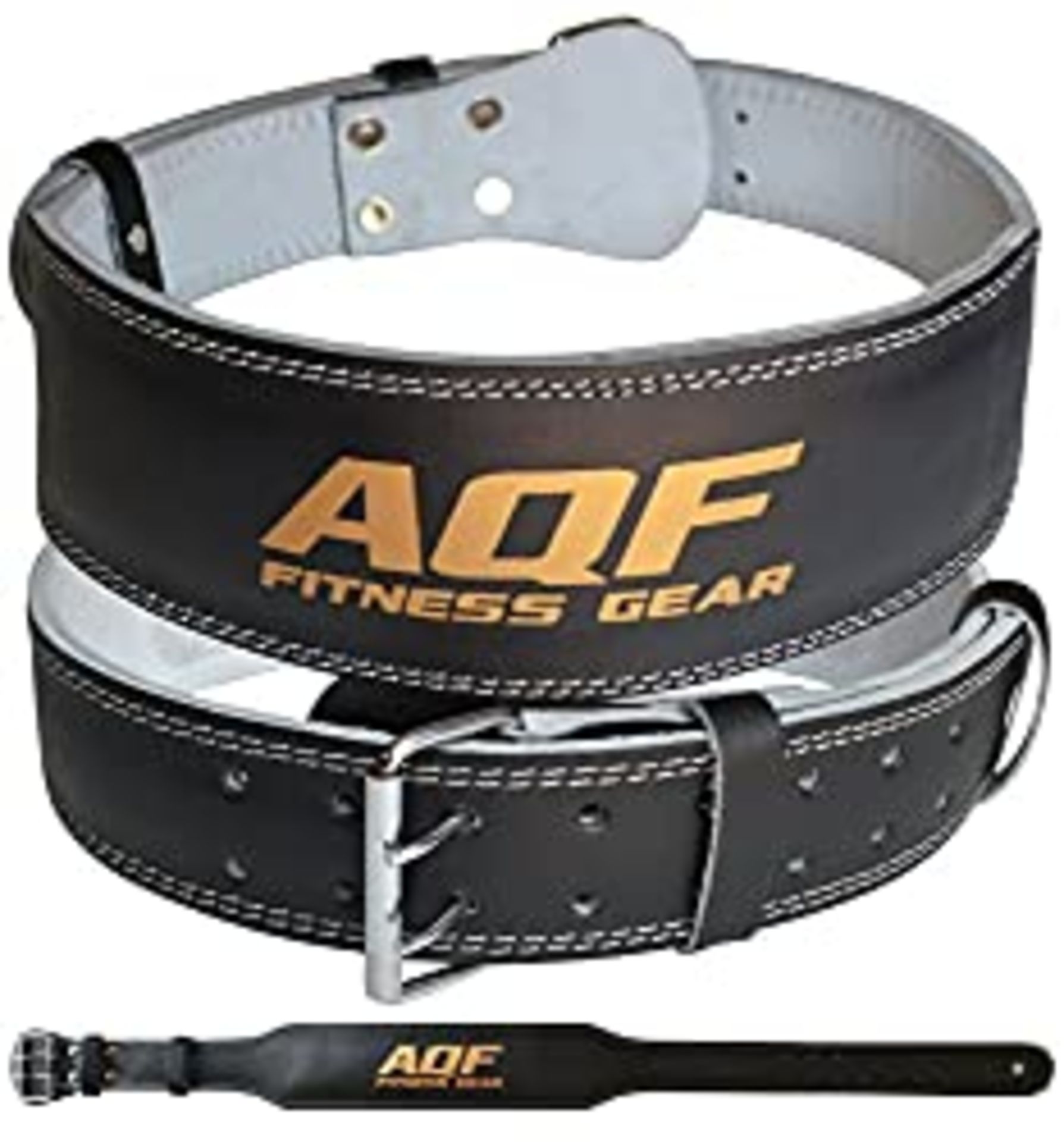 RRP £17.06 AQF Leather Weight Lifting Belt Body Building Fitness Gym Back Support Padded