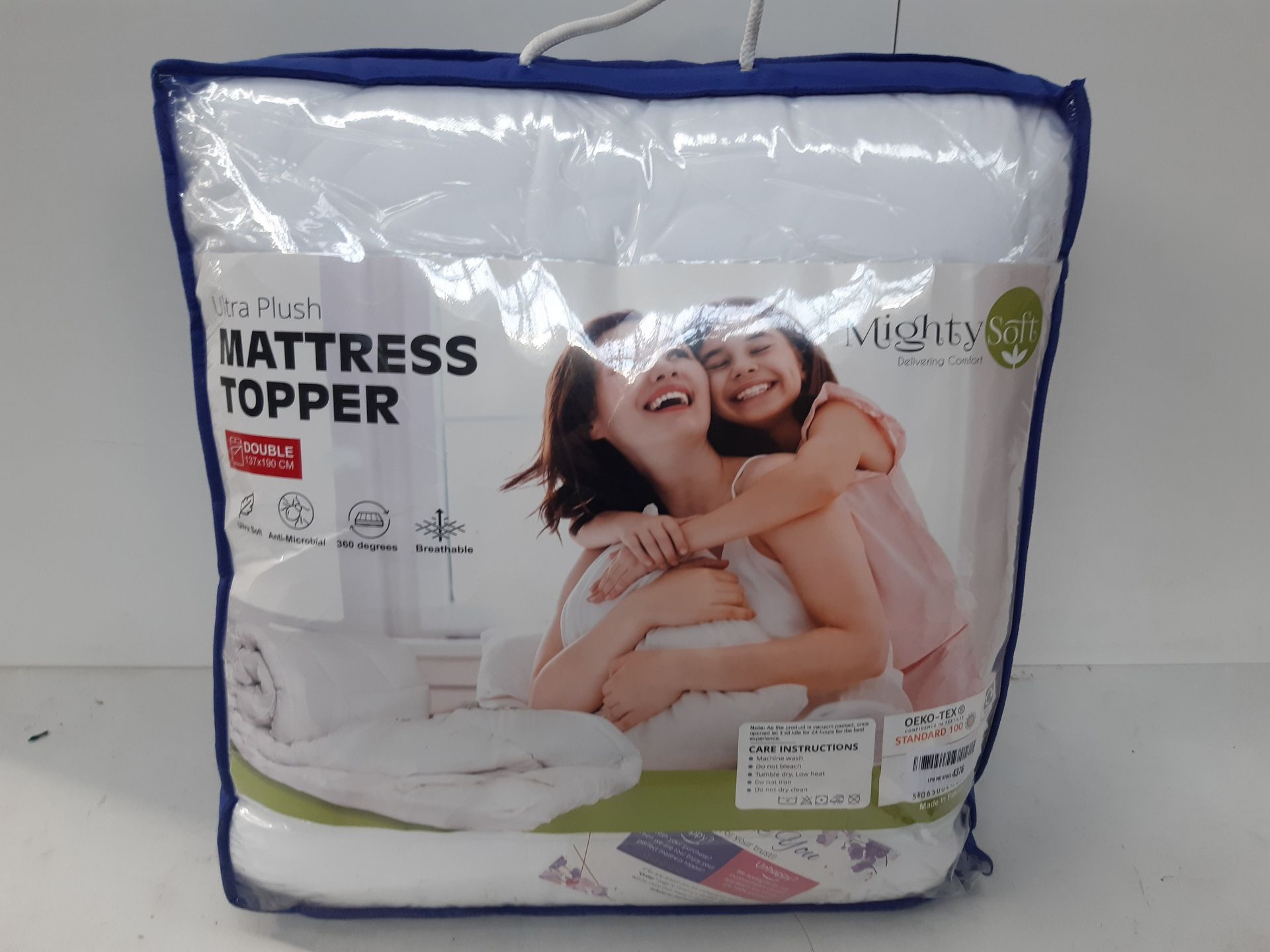 RRP £34.99 Mightysoft Mattress Topper Double 10 cm Thick With 850 GSM Filling - Image 2 of 2