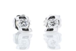 18ct White Gold Single Stone Bar Set Diamond Earring 0.25 Carats - Valued by GIE £6,595.00 - A
