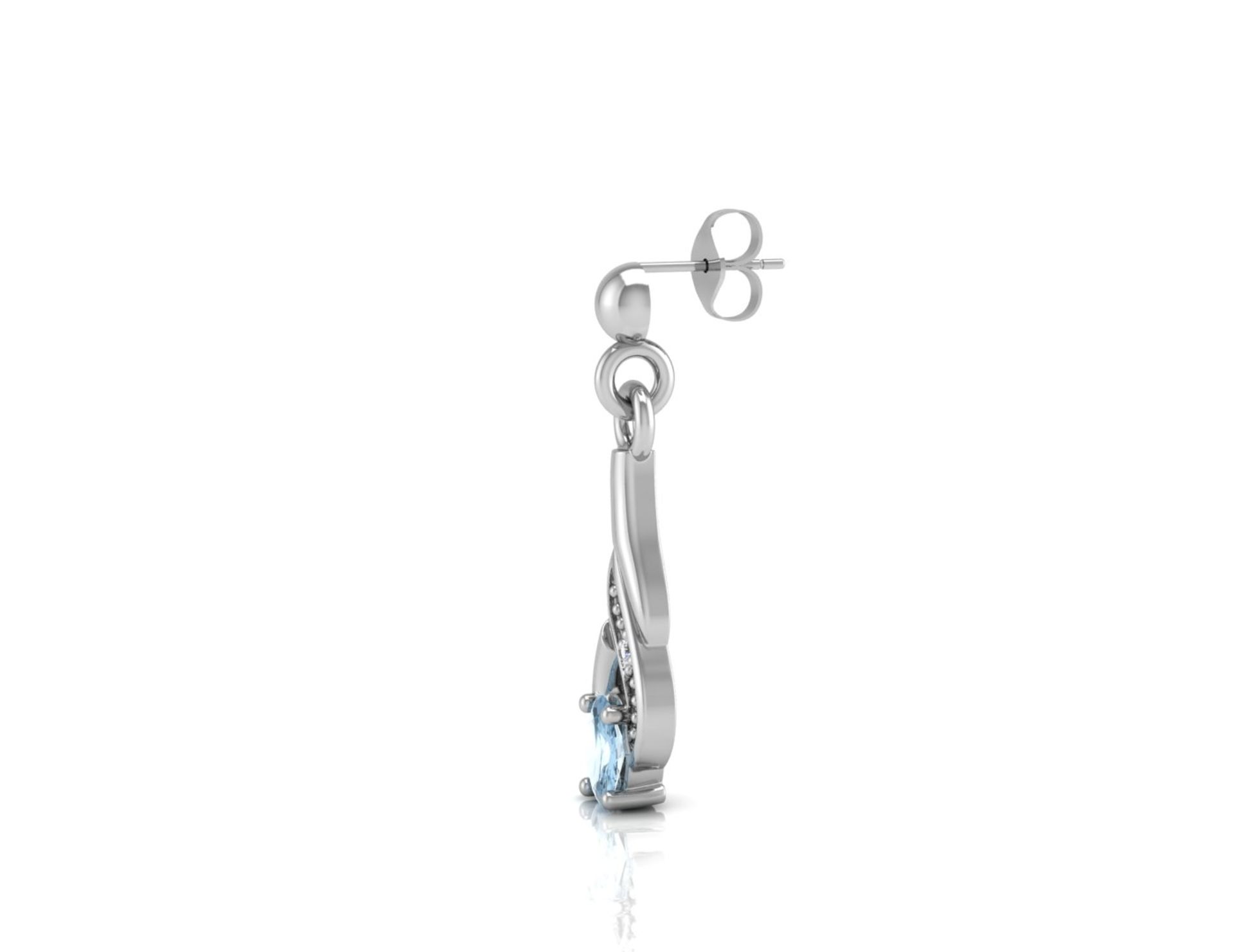 9ct White Gold Diamond And Blue Topaz Earring 0.01 Carats - Valued by AGI £260.00 - A gorgeous - Image 2 of 3