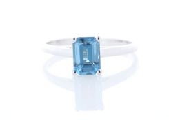 9ct White Gold Single Stone Emerald Cut Blue Topaz Ring 1.15 Carats - Valued by AGI £690.00 - This