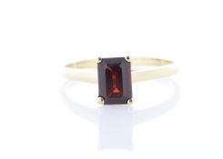 9ct Yellow Gold Single Stone Emerald Cut Garnet Ring 1.17 Carats - Valued by AGI £595.00 - This