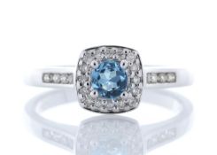9ct White Gold Blue Topaz Diamond Ring 0.22 Carats - Valued by GIE £2,850.00 - This gorgeous ring