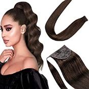 RRP £53.00 Hetto Brown Ponytail Real Hair Extension Long Ponytail