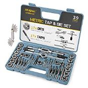 RRP £23.16 Hi-Spec 39 Piece Metric Tap and Die Set. Tapered & Plug Hand Tapping