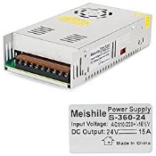 RRP £27.38 MEISHILE 24V 15A 360W Switching Power Supply 110/220VAC-DC24V