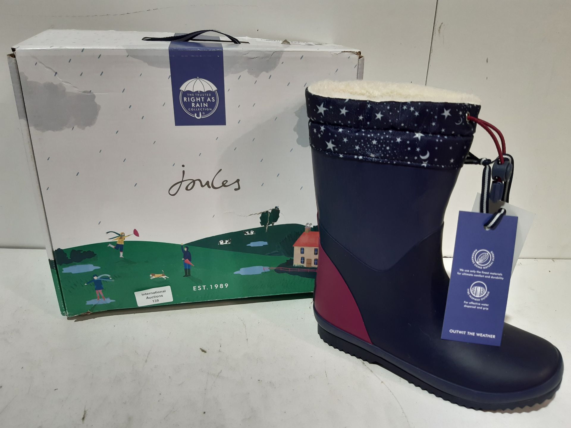 RRP £15.95 Joules Girl's Jnr Warm Welly Rain Boot,French Navy,3 UK - Image 2 of 2
