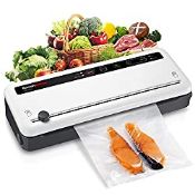 RRP £29.99 Bonsenkitchen Vacuum Sealer with Built-in Cutter & Roll Bag Storage