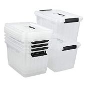 RRP £34.55 Yarebest Plastic Clear Storage Boxes, Storage Boxes Set of 6