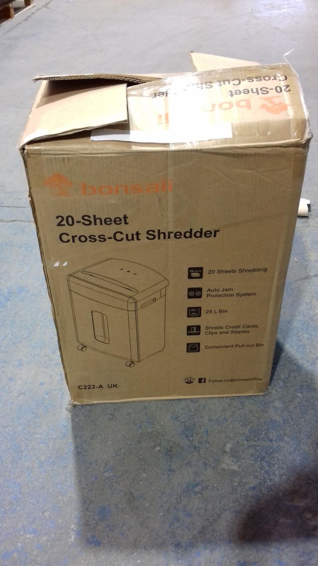 RRP £99.98 Bonsaii 20-Sheet Cross-Cut Paper Shredder - Image 2 of 2