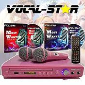 RRP £69.97 Vocal-Star VS-400 Pink HDMI Multi Format Karaoke Machine