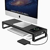 RRP £60.98 Vaydeer Monitor Stand with Wireless Charging and 4 USB 3.0 Ports