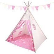 RRP £34.99 SOKA Pink Teepee Tent for Kids Foldable Cotton Canvas